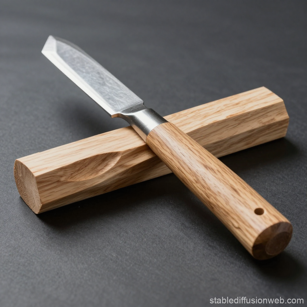 Traditional Japanese Kiridashi Knife with Wooden Sheath