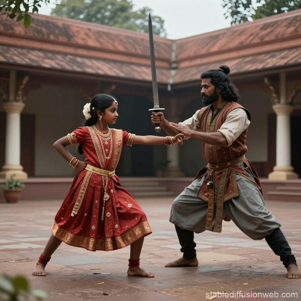 Traditional Sword Training in Historic Courtyard