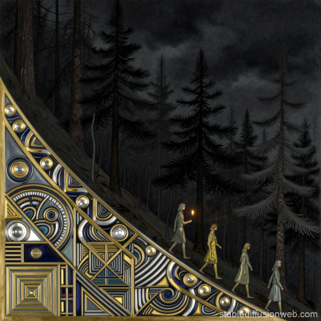 Tragic Forest Walk Under Dark Skies