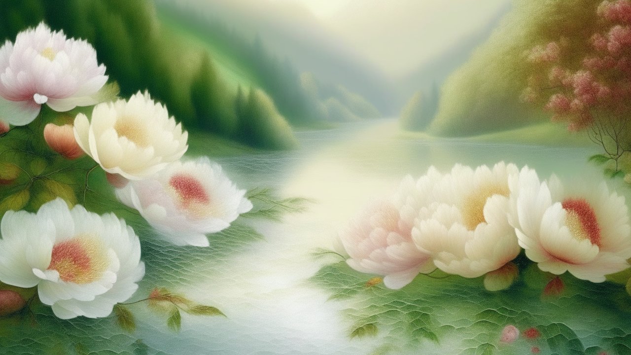 Tranquil Floral Landscape with Soft Light
