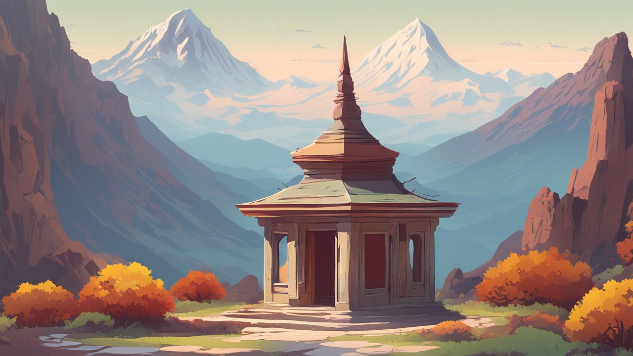 Tranquil Mountain Shrine at Sunrise