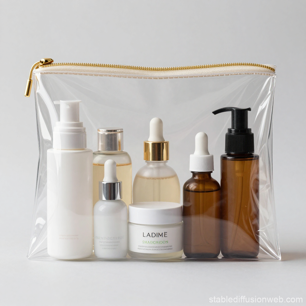 Transparent TPU Cosmetic Bag with Skincare Bottles