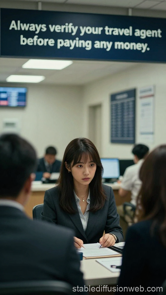 Travel Agent Advising Clients in Office