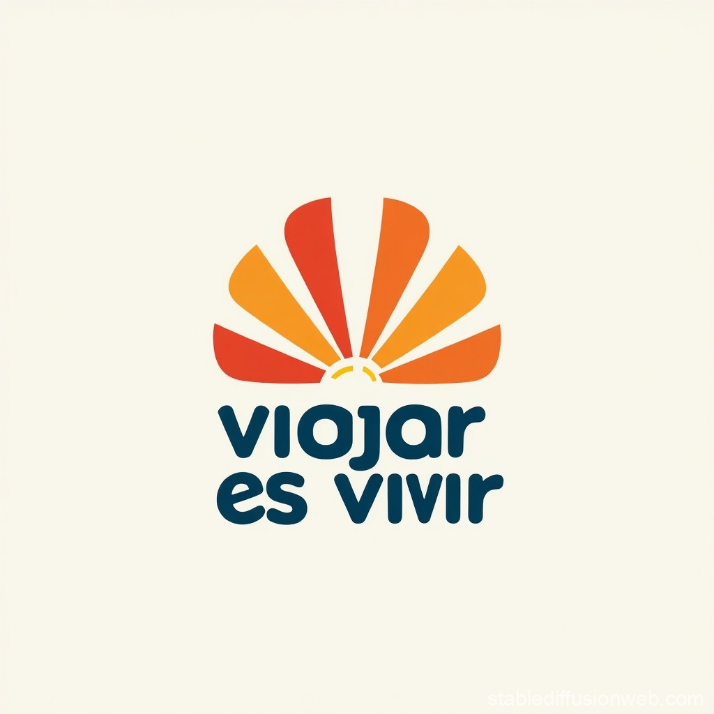 Travel is Living Logo with Warm Sunburst Design