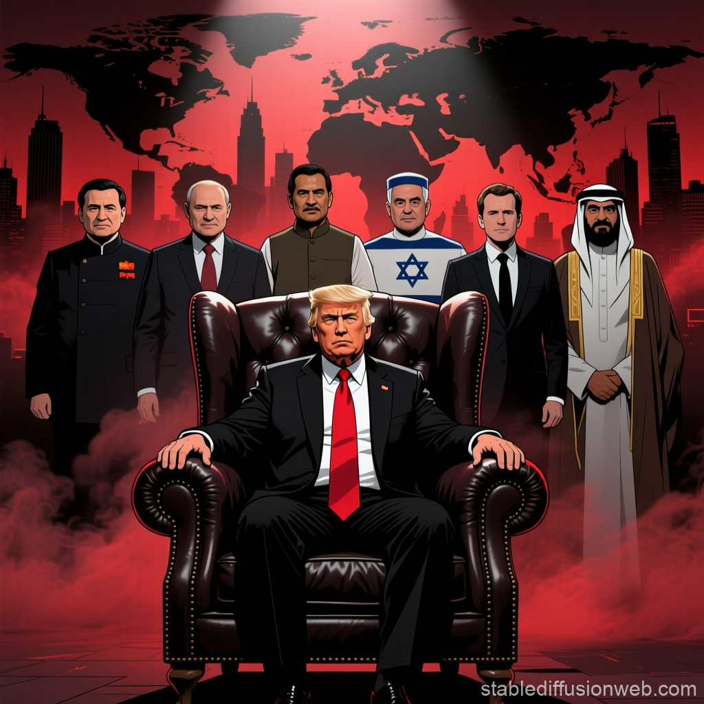 Trump Commands Global Leaders in Dramatic Illustration