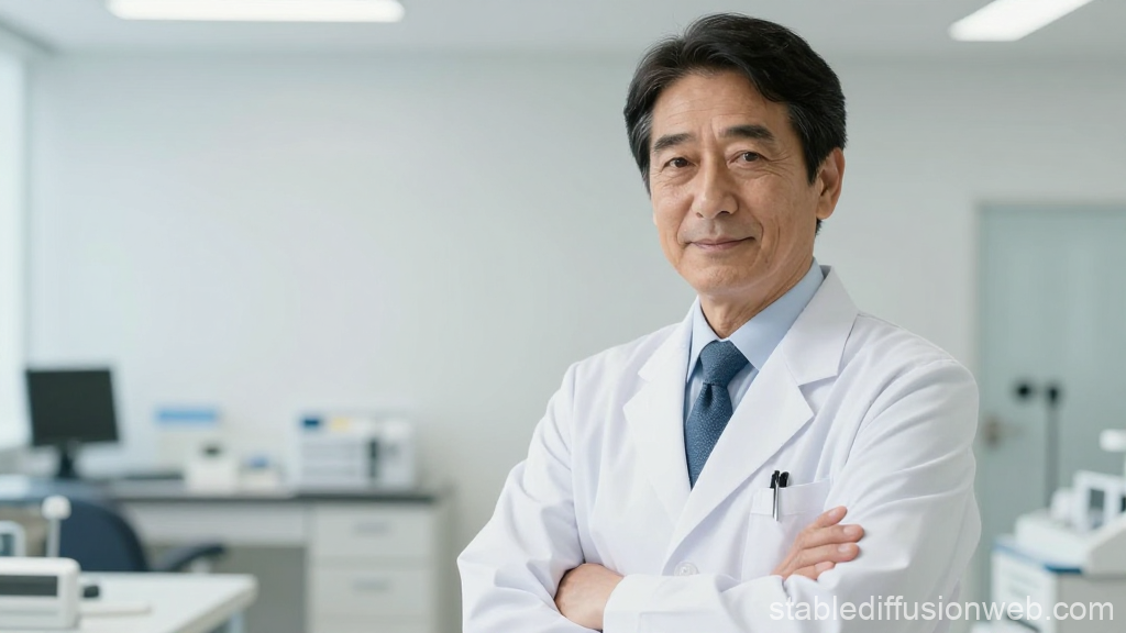 Trustworthy Japanese Doctor in Medical Office