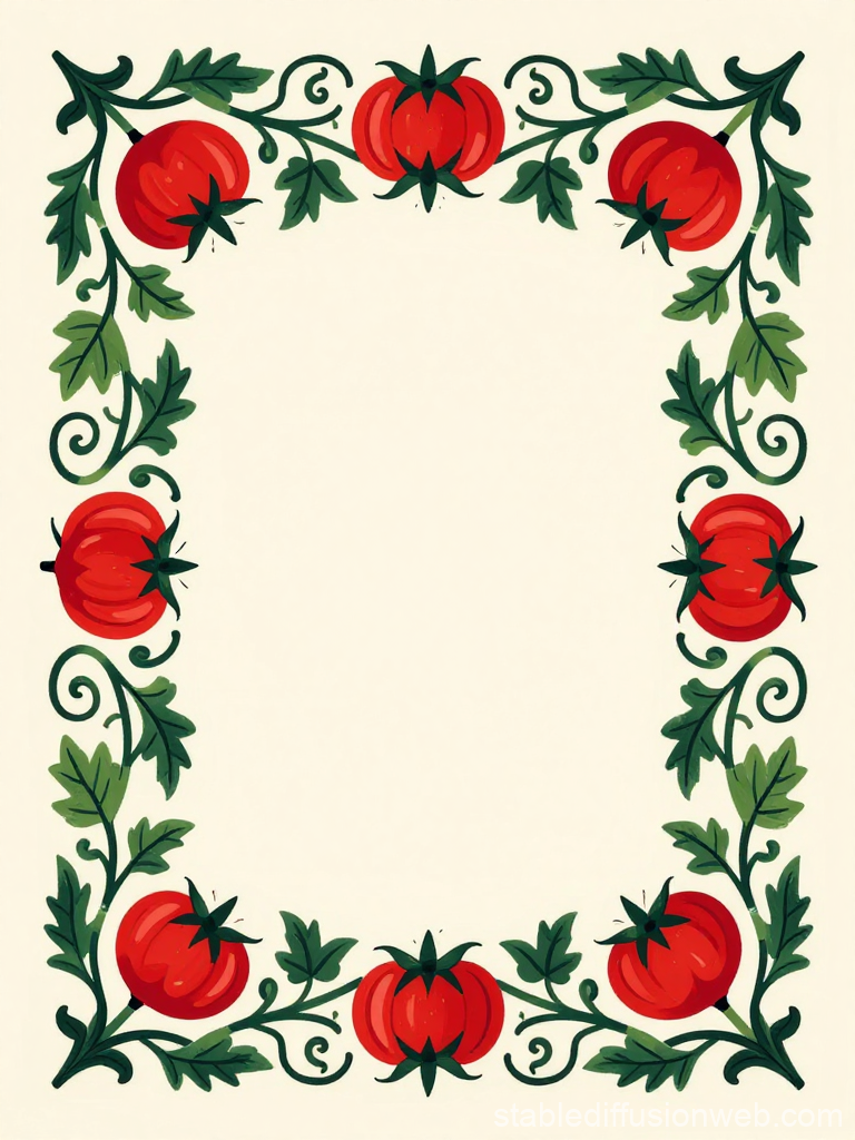 Turkish Folk Art Inspired Tomato Botanical Border
