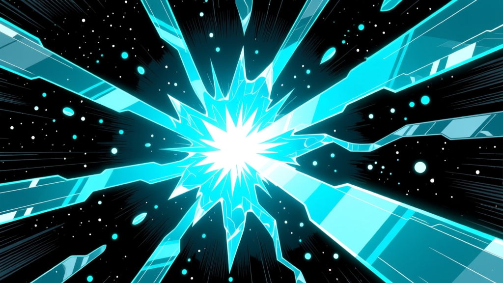 Turquoise Energy Burst in Space