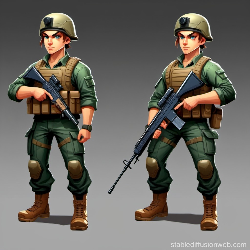 Two Armed Soldiers in Tactical Gear Illustration