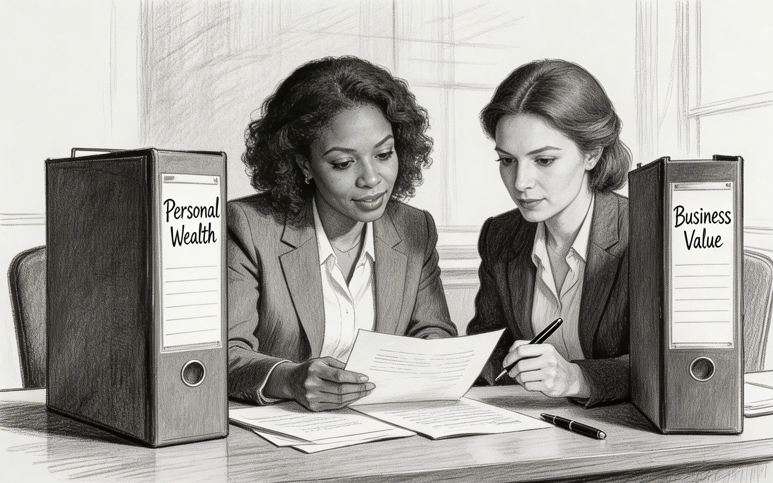 Two Businesswomen Reviewing Documents in Office