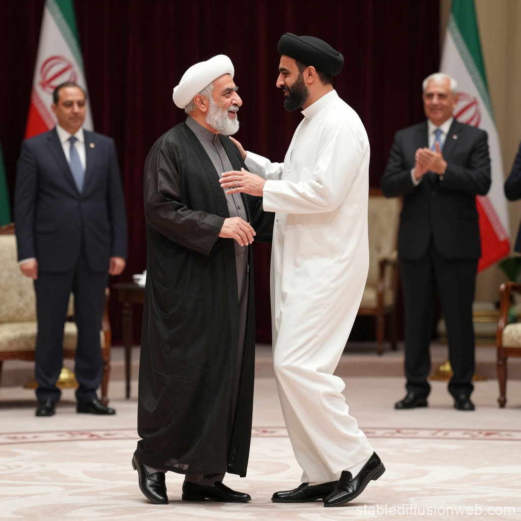 Two Middle Eastern Men Greeting in Formal Setting