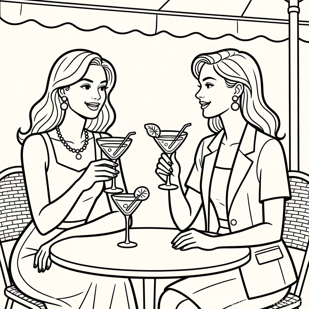 Two Women Enjoying Aperitivo at Outdoor Cafe