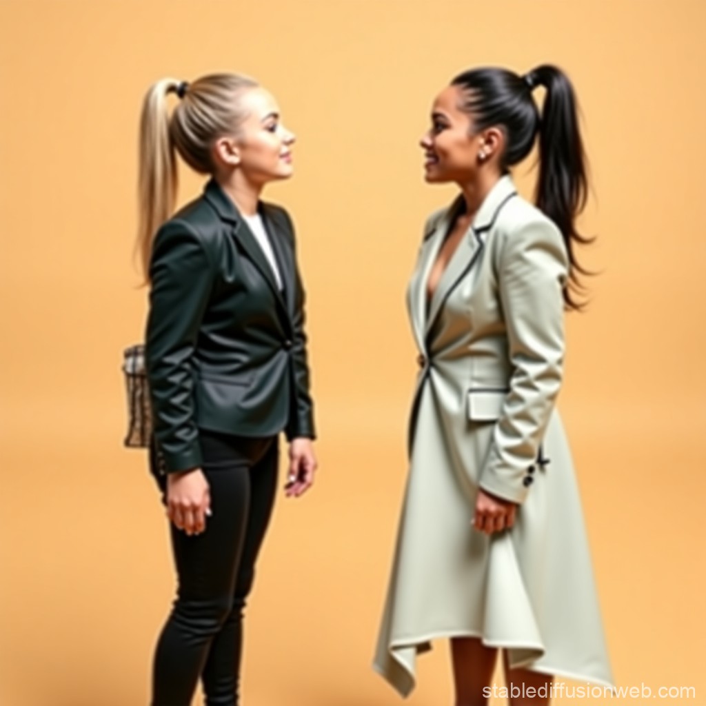 Two Women in Stylish Blazers Facing Each Other