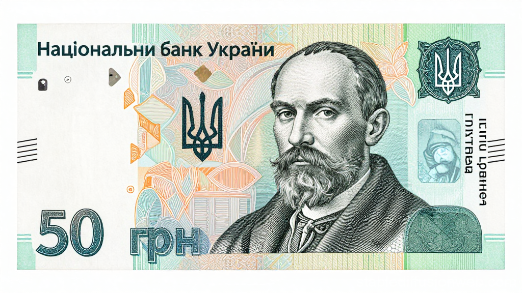 Ukrainian 50 Hryvnia Banknote Featuring Portrait