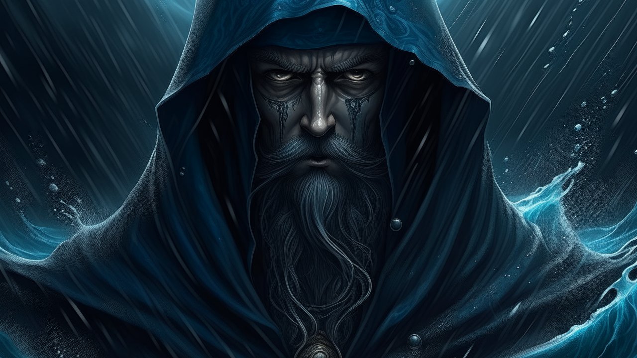 Ultra Realistic Dark Fantasy Wizard in Hooded Cloak