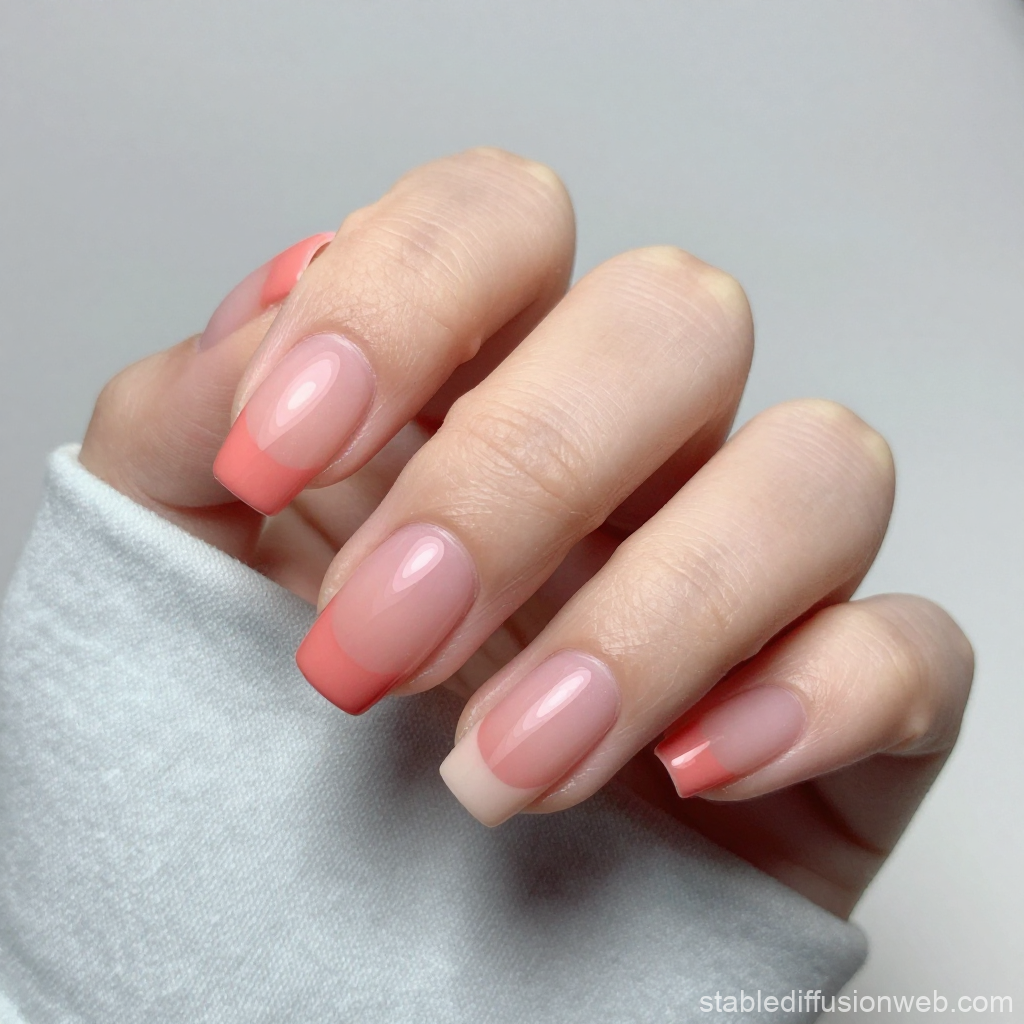 Ultra Realistic French Manicure with Coral Tips