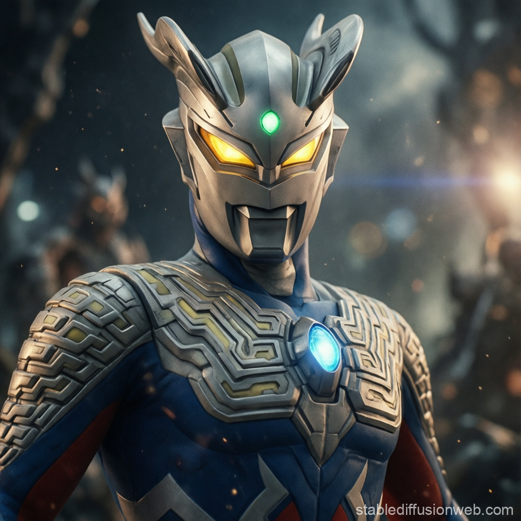 Ultraman Zero in Futuristic Armor with Glowing Eyes