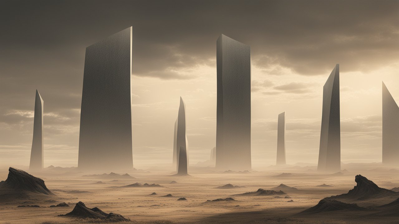 Ultrarealistic Monolithic Structures in a Desert Landscape