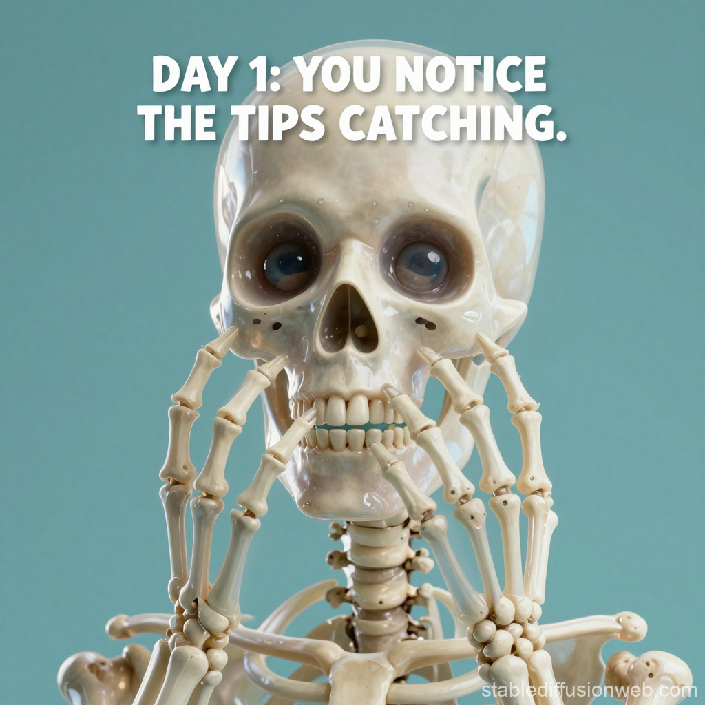 Uncanny Valley Skeleton Close-Up with Catching Tips