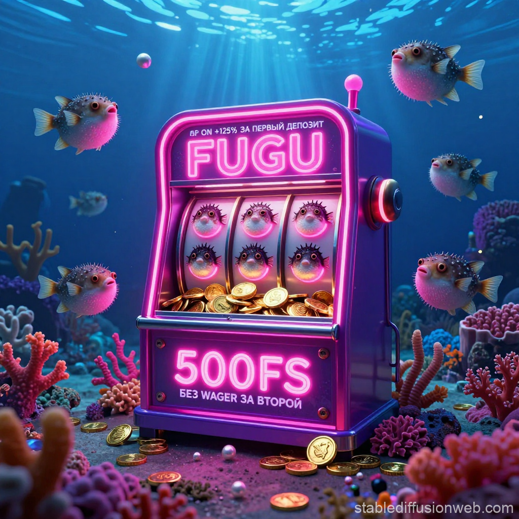 Undersea Fugu Slot Machine with Neon Glow