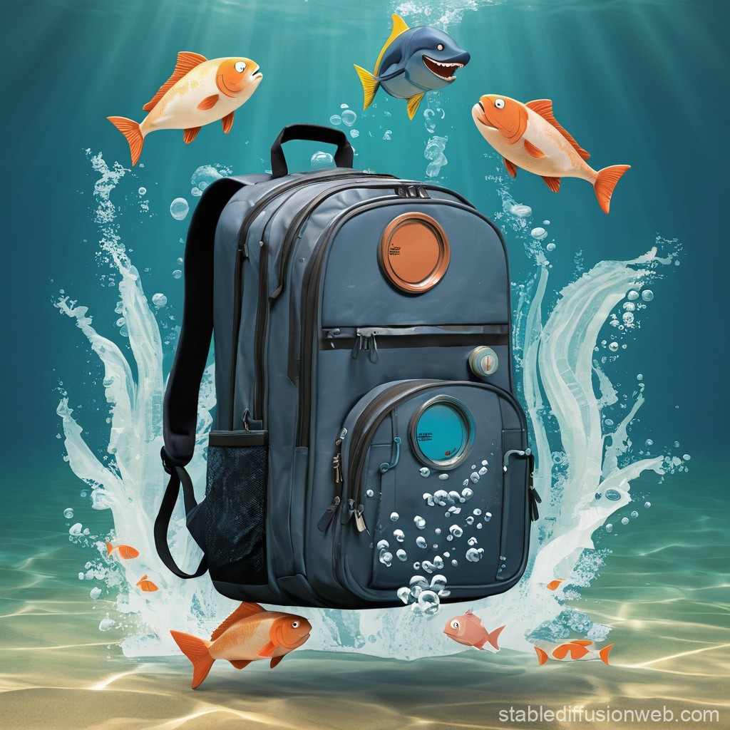Underwater Backpack with Playful Fish Splash