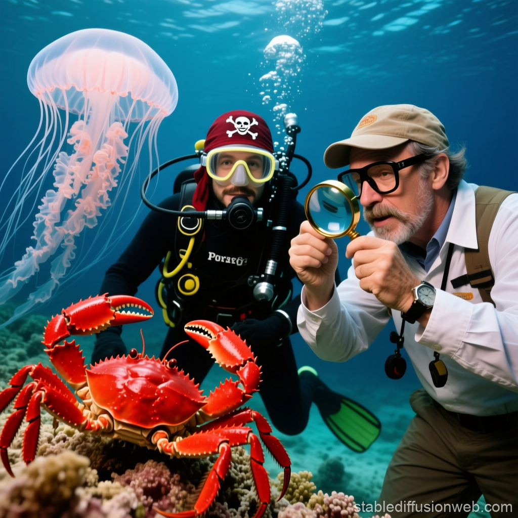 Underwater Exploration with Pirate Diver and Marine Life