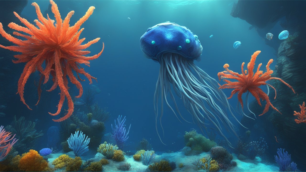 Underwater Scene with Vibrant Sea Creatures