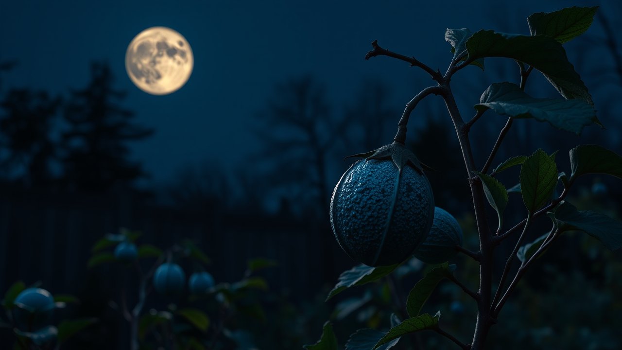 Unique Blue Moon Fruit Under Full Moonlight