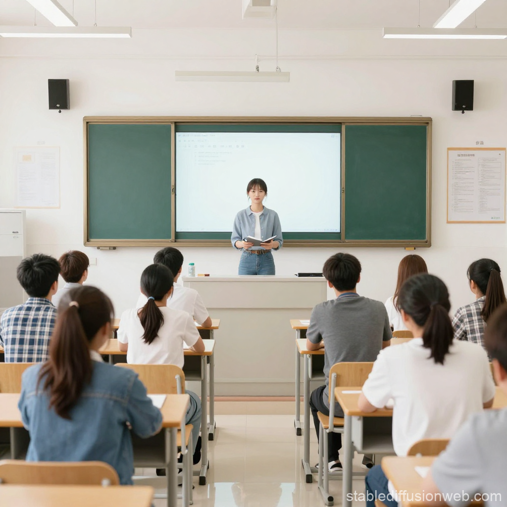 University Classroom Lecture with Students and Instructor