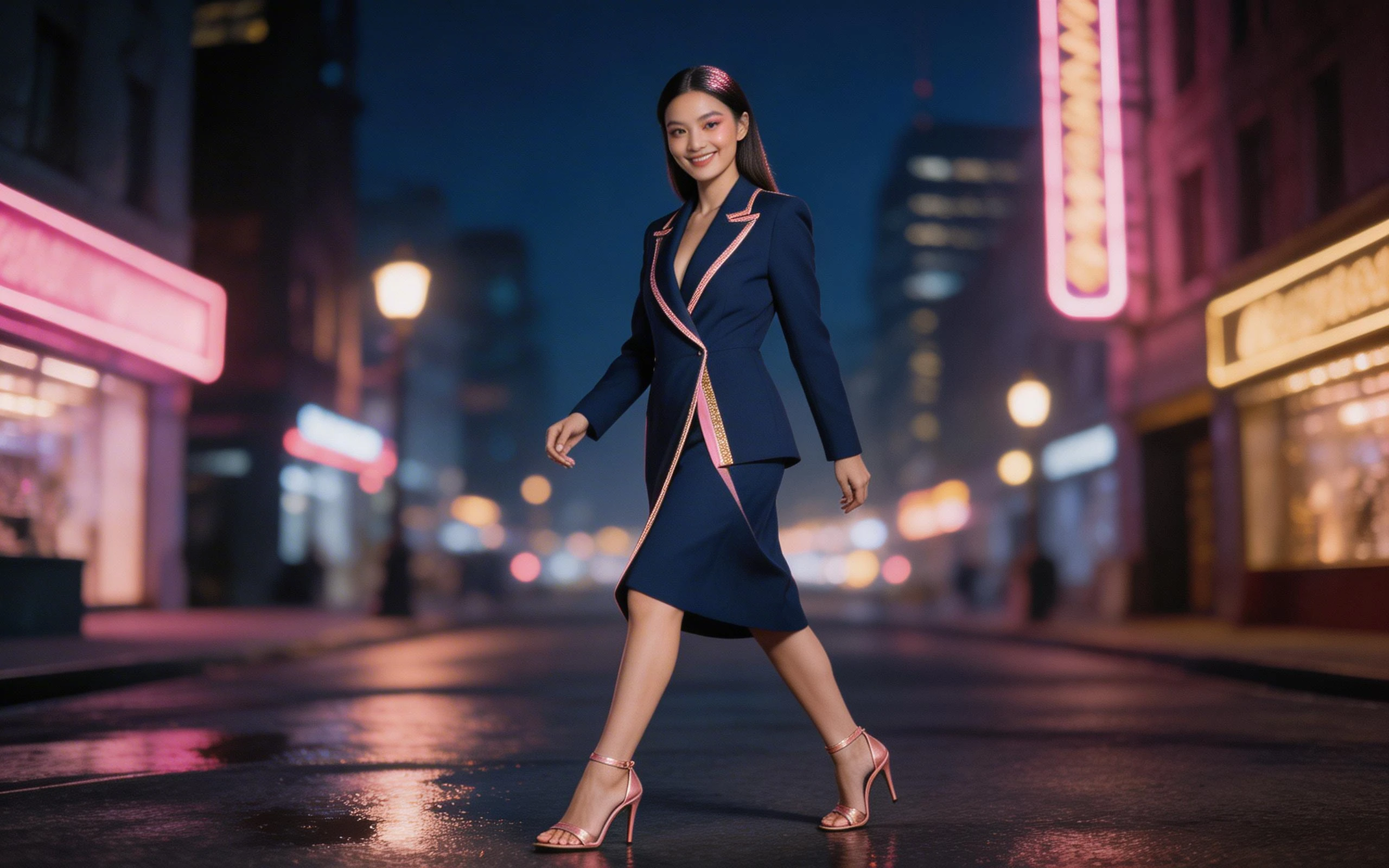 Urban Chic Luxury Fashion Night Walk