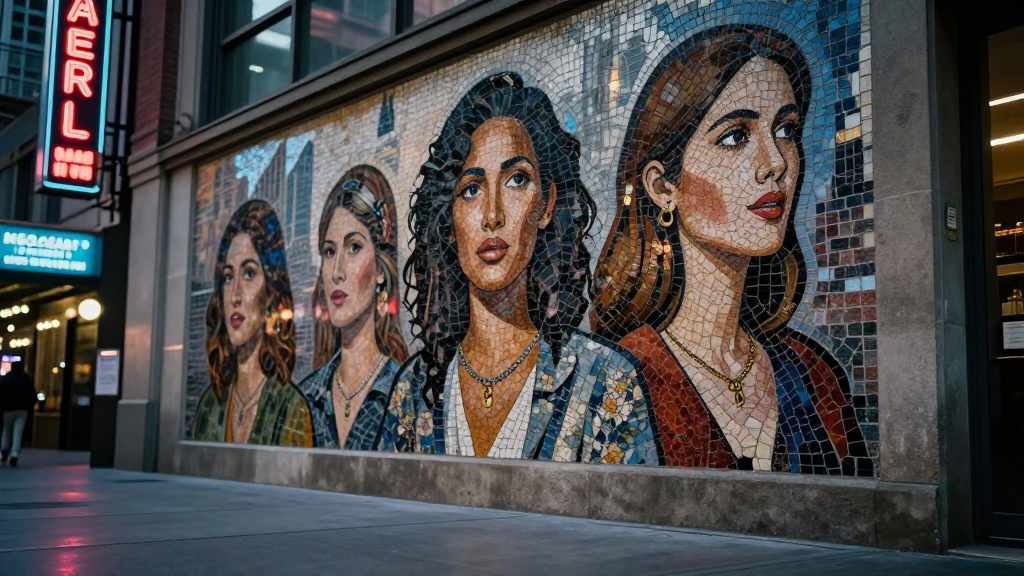 Urban Mosaic Mural of Four Women