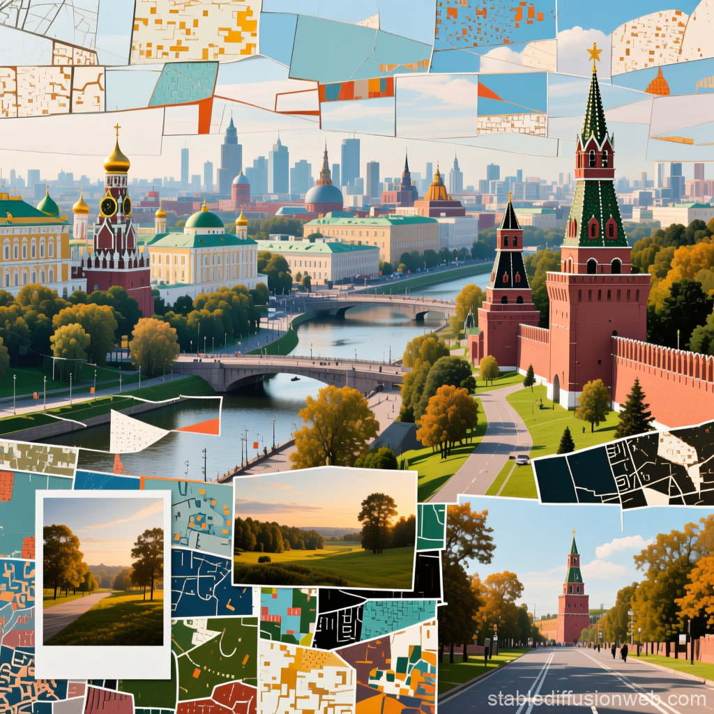 Urban Still Life Collage Featuring Moscow Cityscape