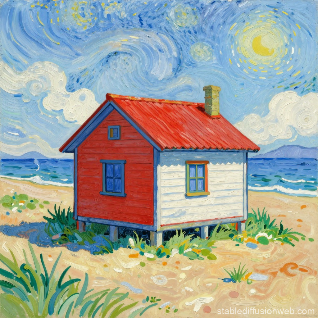 Van Gogh Style Beach House by the Sea