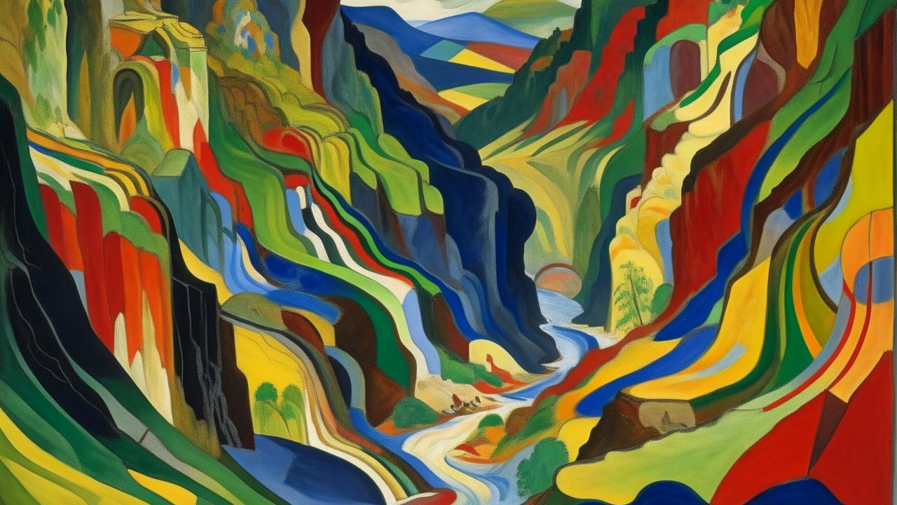 Variegated Canyon in Abstract Painting Style