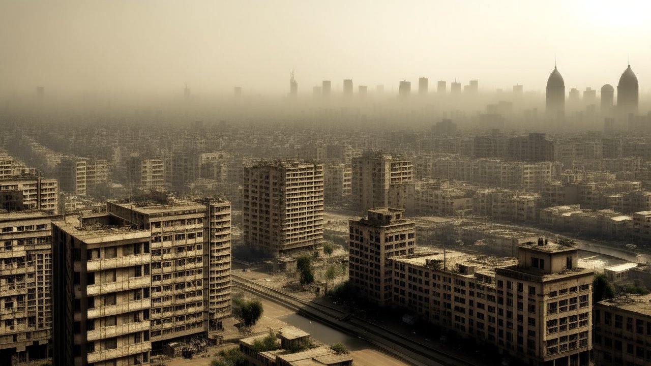Vast Abandoned Cityscape Shrouded in Haze