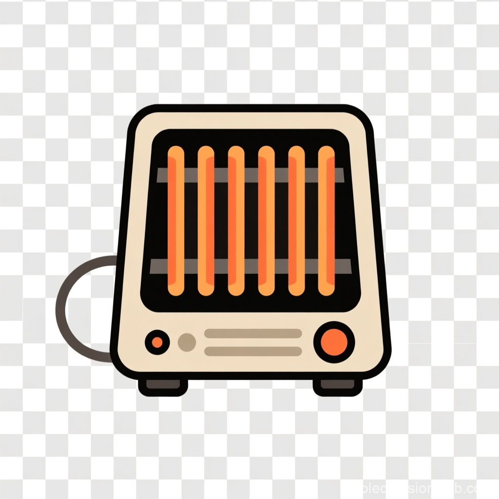 Vector Icon of Electric Heater with Glowing Heating Elements