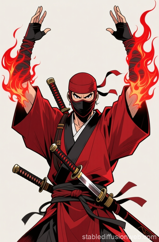 Vermilion Ninja Summoning Flames