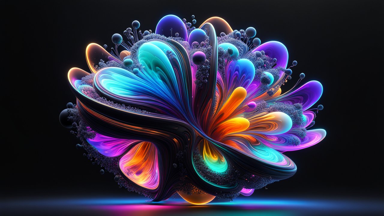 Vibrant 3D Rendered Organic Futuristic Form