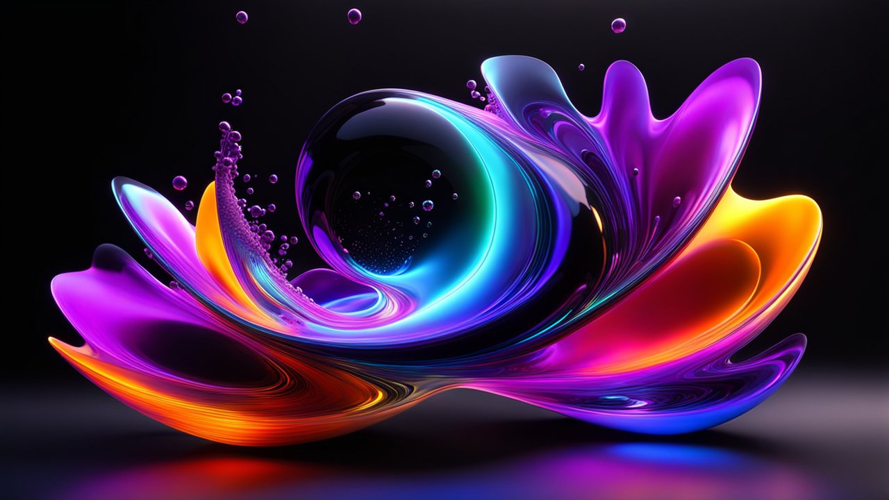 Vibrant 3D Rendered Organic Liquid Form