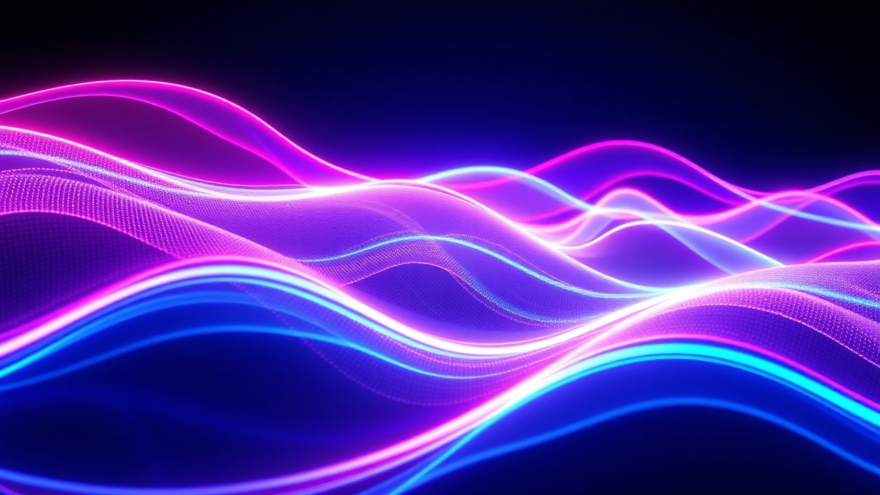Vibrant Abstract 3D Waves with Neon Glow