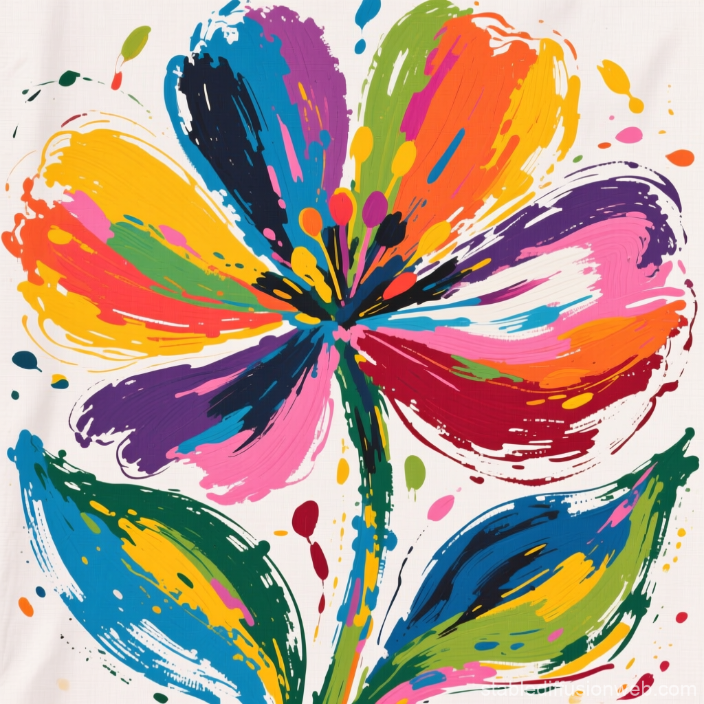 Vibrant Abstract Floral Painting with Bold Brushstrokes