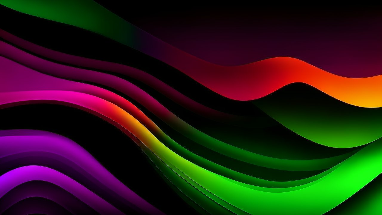 Vibrant Abstract Waves in Red, Yellow, Green, and Purple