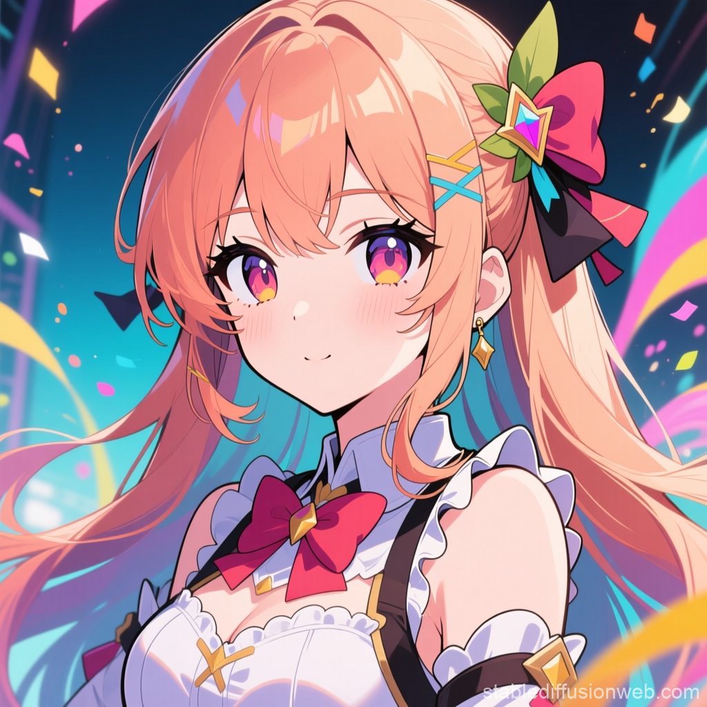 Vibrant Anime Girl with Pink Hair and Colorful Accessories