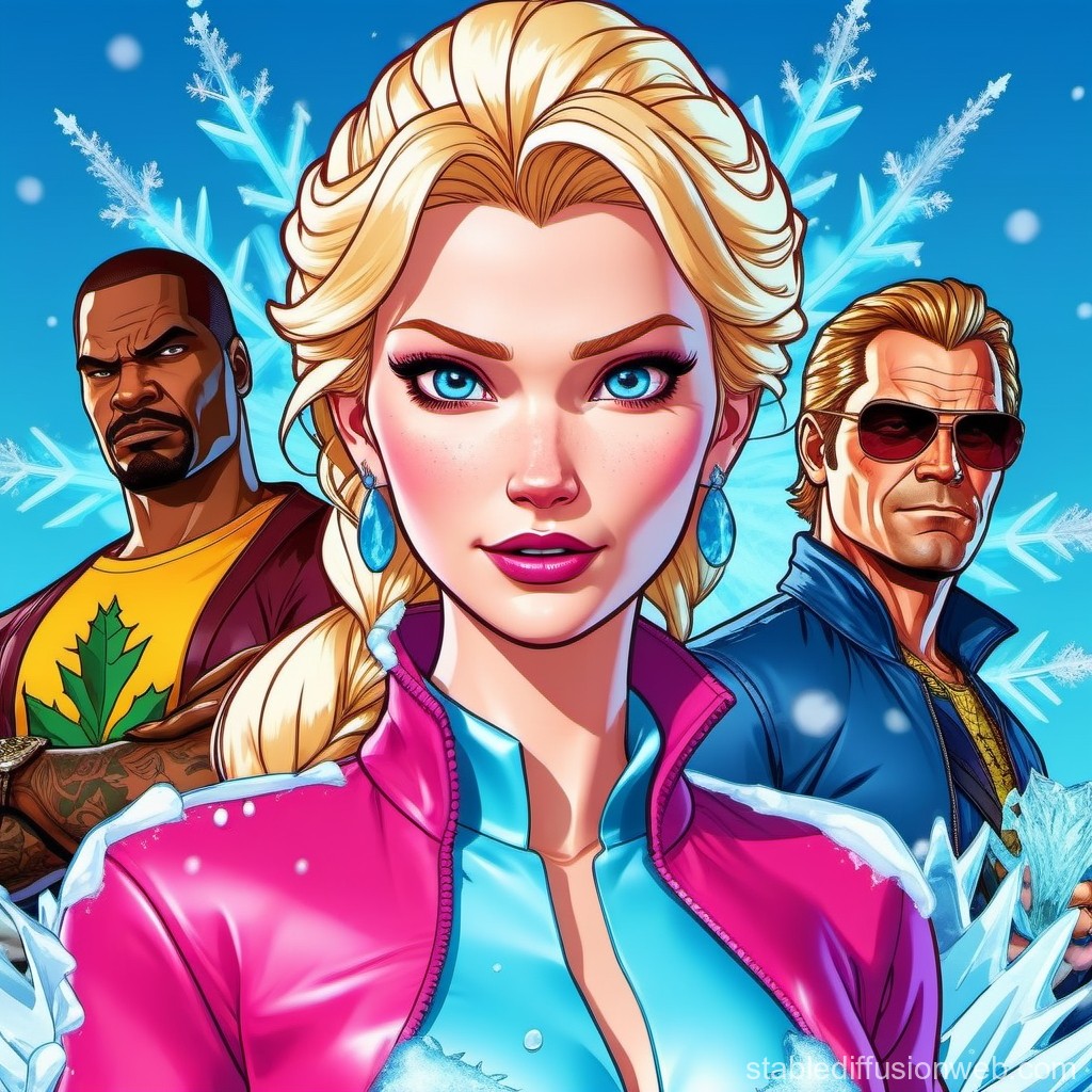 Vibrant Anime Trio with Winter Theme