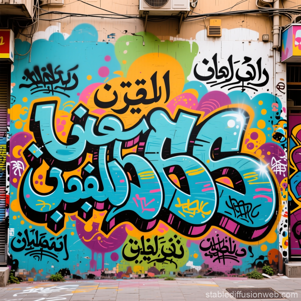 Vibrant Arabic Calligraphy Street Art Mural