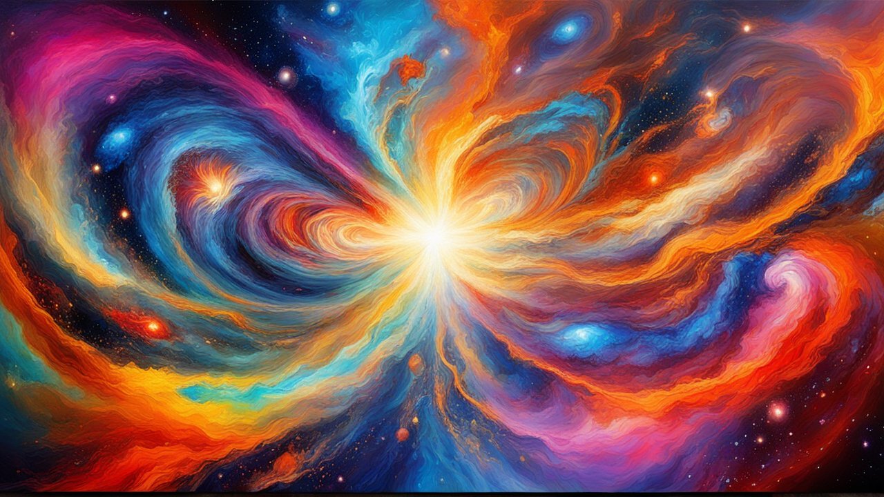 Vibrant Cosmic Explosion in Abstract Swirls