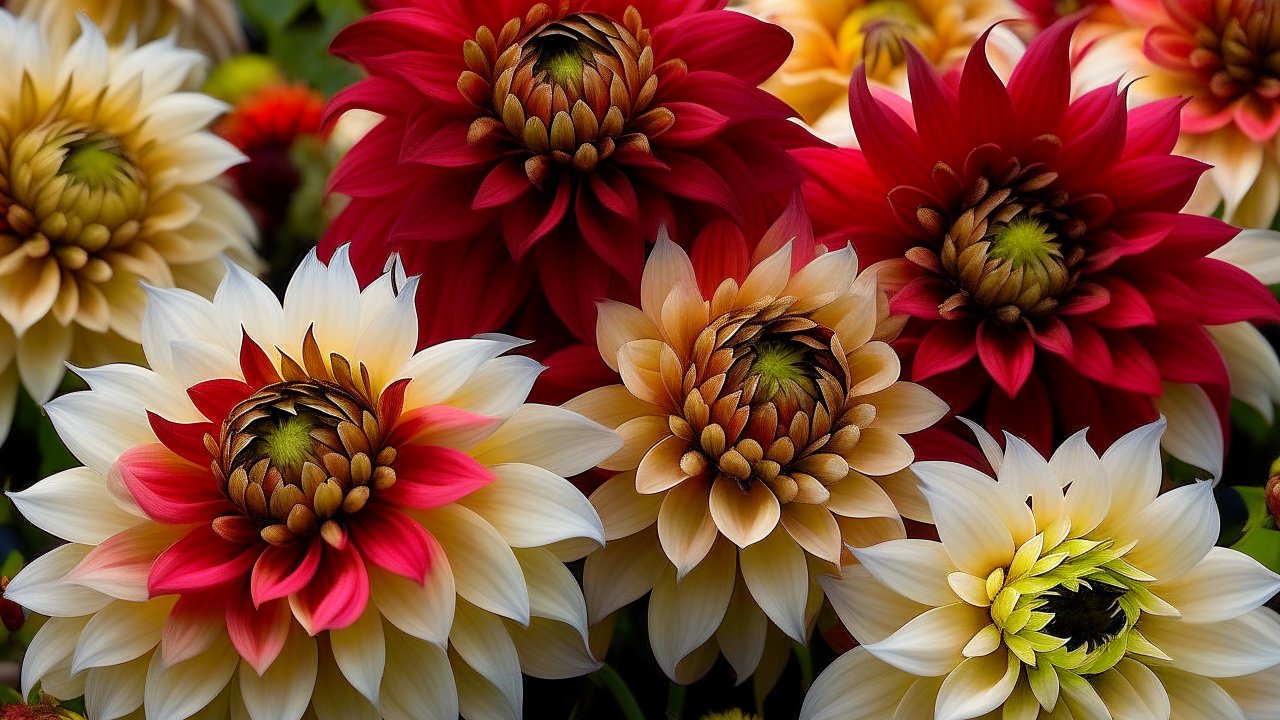 Vibrant Dahlias in Full Bloom