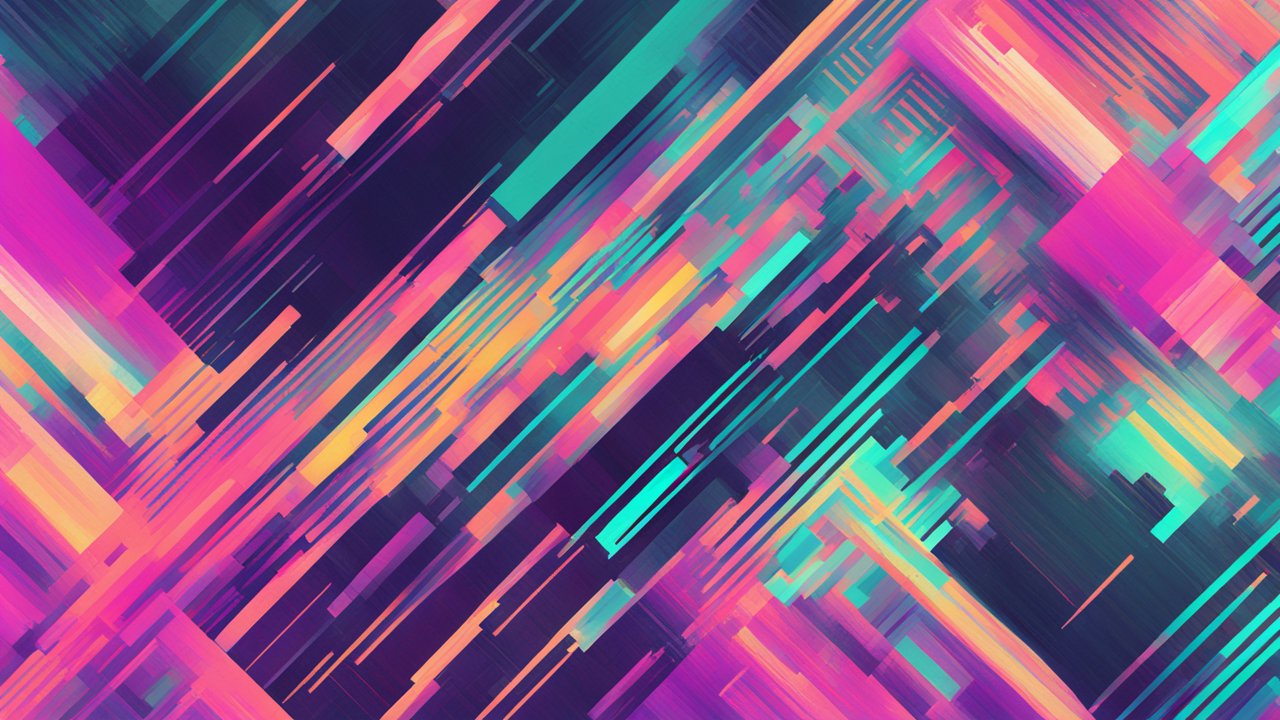 Vibrant Digital Glitch Pattern with Geometric Lines