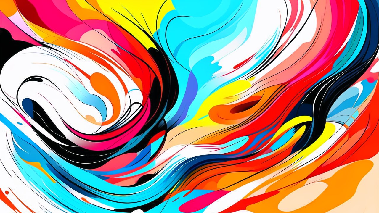 Vibrant Dynamic Abstract Art with Fluid Color Swirls