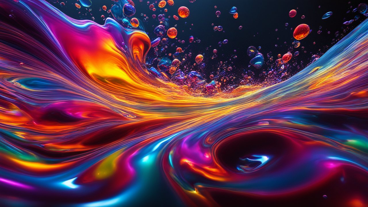 Vibrant Flow of Colorful Immiscible Liquids